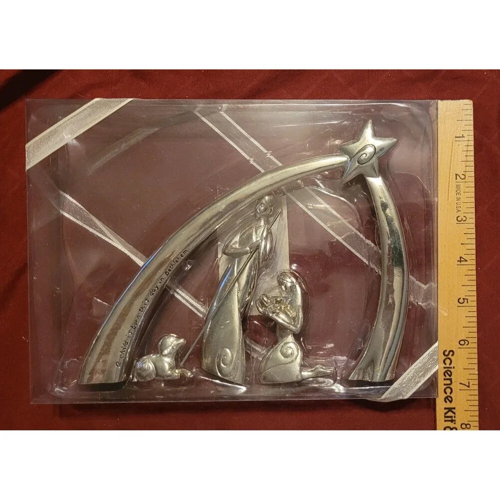 NIP 5-Piece Serenity Silver Pewter Nativity Holy Family By Seasons Cannon Falls